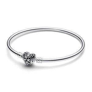 Pandora sterling silver celestial hearts bangle clasp bracelet.